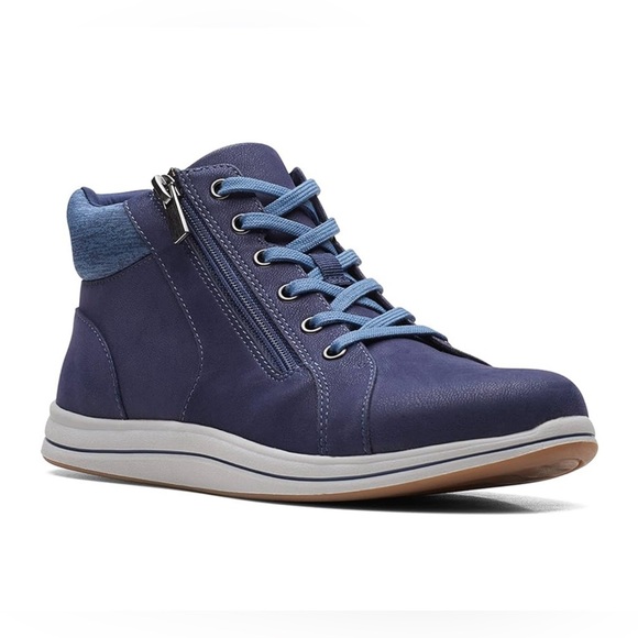 Clarks Women's Breeze Glide Cloud Steppers  Blue Lock Lace High Ankle Boots - Picture 1 of 17
